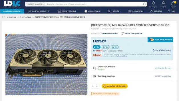 Nvidia GeForce RTX 5090 故障卡售 1499 欧元 维修风险极高 第2张 Nvidia GeForce RTX 5090 故障卡售 1499 欧元 维修风险极高 第2张