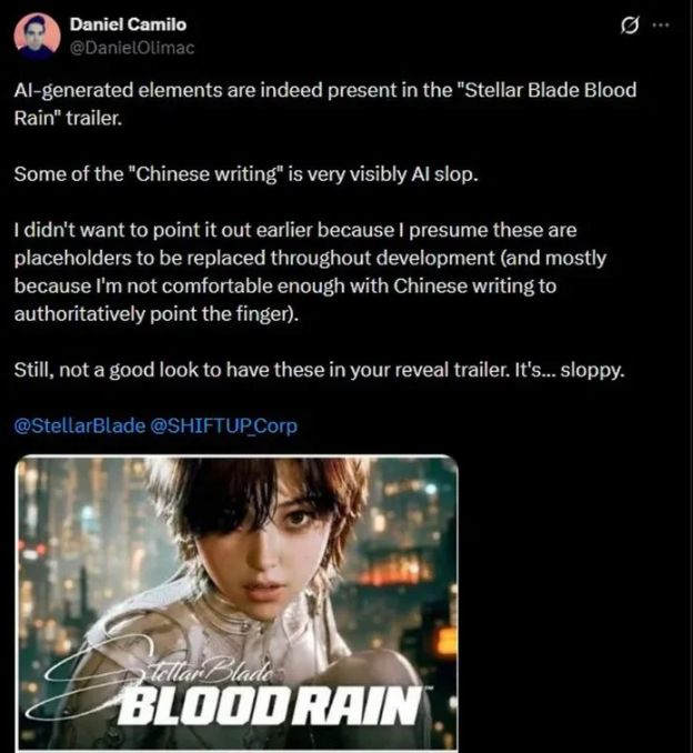 《剑星》续作《Blood Rain》预告惹争议 玩家质疑使用 AI 生成素材 - PS5小白盒 《剑星》续作《Blood Rain》预告惹争议 玩家质疑使用 AI 生成素材 - PS5小白盒