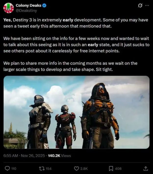 Bungie 传已启动《Destiny 3》开发 新作仍在早期阶段 - PS5小白盒 Bungie 传已启动《Destiny 3》开发 新作仍在早期阶段 - PS5小白盒