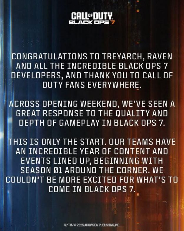 《Call of Duty Black Ops 7》灾难级口碑持续 Activision 感谢粉丝「正面反应」惹热议 - PS5小白盒 《Call of Duty Black Ops 7》灾难级口碑持续 Activision 感谢粉丝「正面反应」惹热议 - PS5小白盒