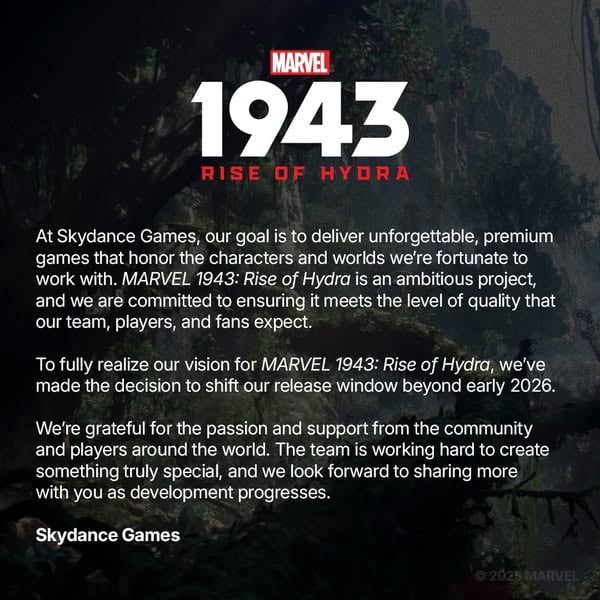 《Marvel 1943:九头蛇崛起》延期至 2026 年后发售 强调品质优先 - PS5小白盒 《Marvel 1943:九头蛇崛起》延期至 2026 年后发售 强调品质优先 - PS5小白盒
