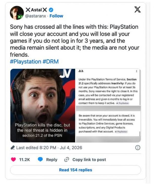 Sony 条款曝光 PSN 帐号闲置 3 年恐遭关闭引发数位游戏忧虑 - PS5小白盒 Sony 条款曝光 PSN 帐号闲置 3 年恐遭关闭引发数位游戏忧虑 - PS5小白盒